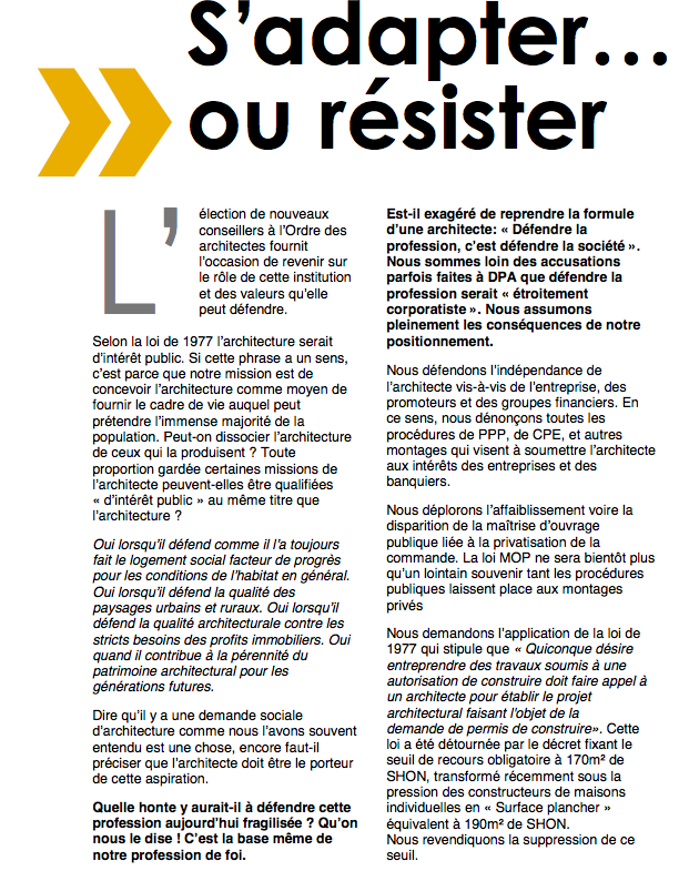 s'adapter ou resister 1/2